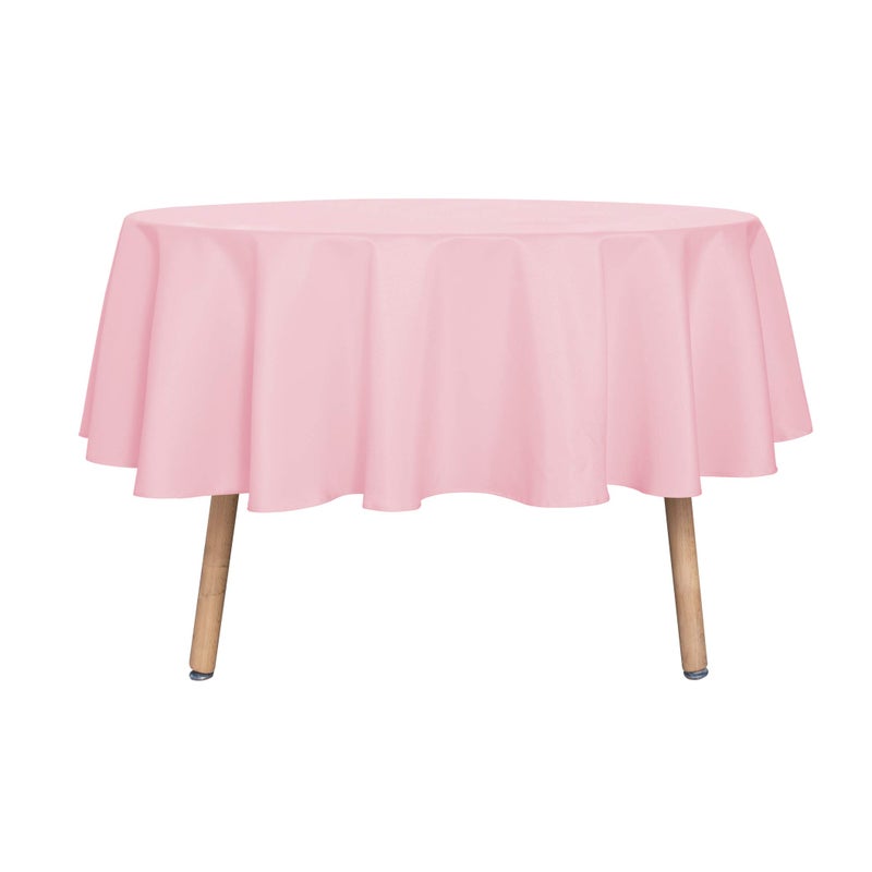 sancua Round Tablecloth - 70 Inch - Water Resistant Spill Proof Washable Polyester Table Cloth Decorative Fabric Table Cover for Dining Tables, Buffet Parties and Camping, Pink - Image 1
